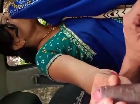 Aunty giving blowjob in car