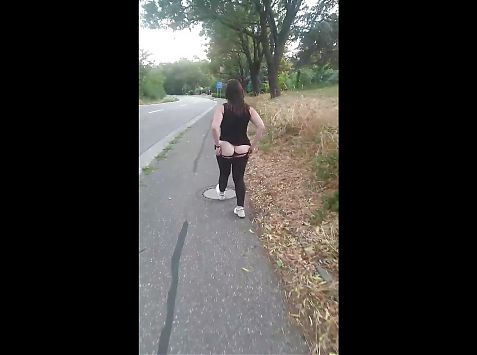  the biggest slut in Alsace shows her ass in the street in public in front of passers-by